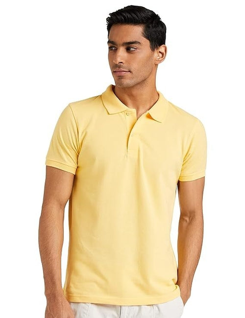 Mens Cotton Solid Regular Fit Half Sleeves Polo T-Shirt