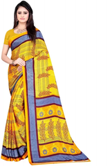 Printed Daily Wear Crepe Saree  (Yellow)