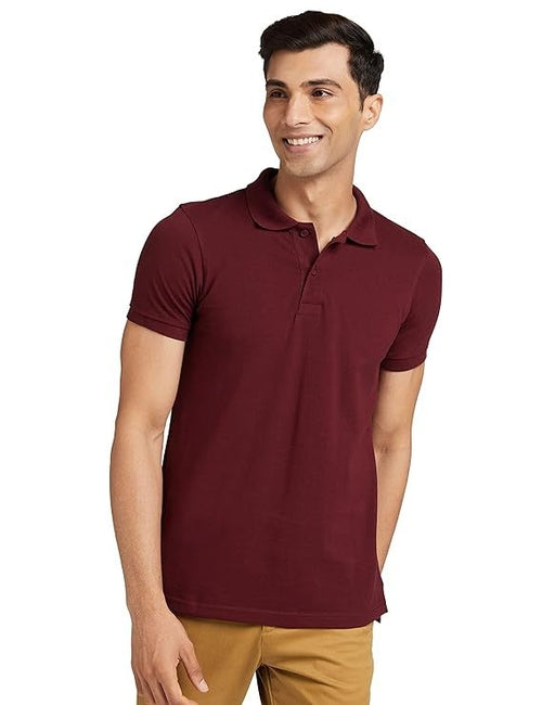 Mens Cotton Solid Regular Fit Half Sleeves Polo T-Shirt