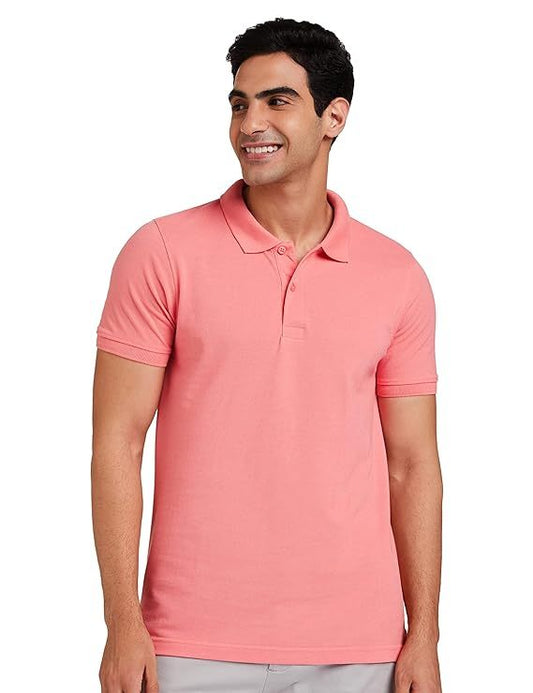 Mens Cotton Solid Regular Fit Half Sleeves Polo T-Shirt