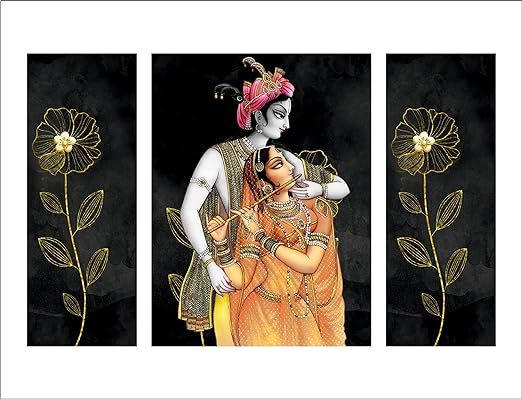 Shree Radha Krishna Ji Painting Set of 3 for Home Decor Your Living