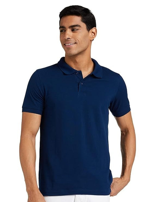 Mens Cotton Solid Regular Fit Half Sleeves Polo T-Shirt