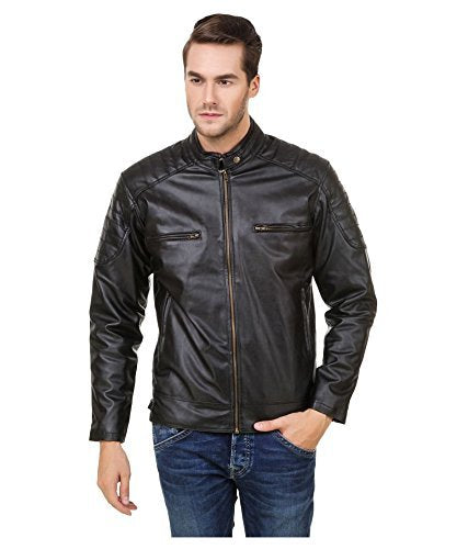 Black Designer Biker Jacket For Man (Size-L) (Color-BLACK)