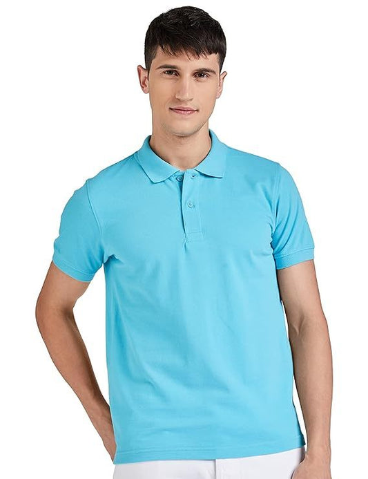 Mens Cotton Solid Regular Fit Half Sleeves Polo T-Shirt