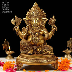 12.5"BRASS FRAME GANESHA STATUE