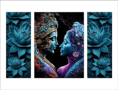 Shree Radha Krishna Universe Painting Set of 3 for Home Decor Your