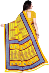 Printed Daily Wear Crepe Saree  (Yellow)