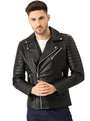 Solid Zip Style Big Collar Men's Faux Leather Motorcycle Fashion Biker