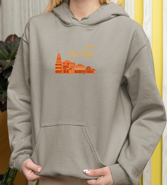 Shri Ram Mandir Front Print Design| Jai Shri Ram,Ayodhya Ram, Gift Hoodie, Worship, Temple, Hindu, Spiritual Hoodie