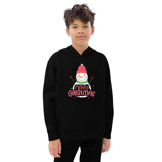 Snow Man Printed Merry Christmas Kids Hoodie