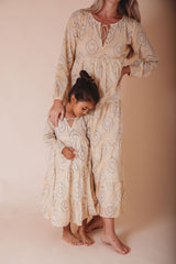 Block Printed Girl's Kaftan Dress - Oia