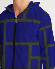 Mens Hooded Windbreaker - Dark Blue Water Resistant Jacket - Jjy30x