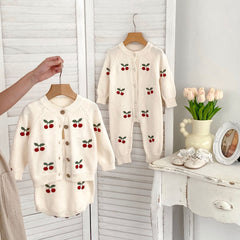 Arrival Autumn Baby Unisex Long Sleeves Cherry Jacquard Pattern Single