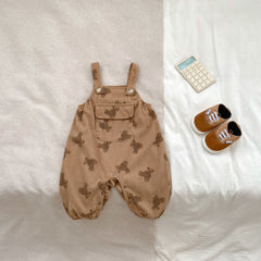 Spring and Autumn Unisex Baby Corduroy Sleeveless Cute Teddy Overalls