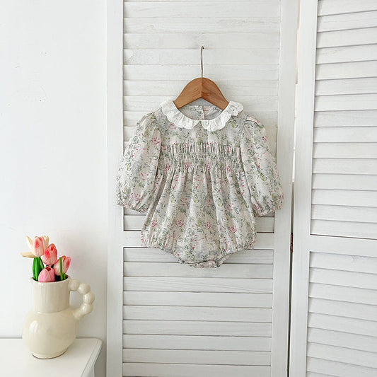 Arrival Autumn Baby Kids Girls Long Sleeves Light Green Floral French