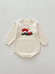 Autumn New Arrival Baby Girls Long Sleeves Mushrooms Embroidered Crew