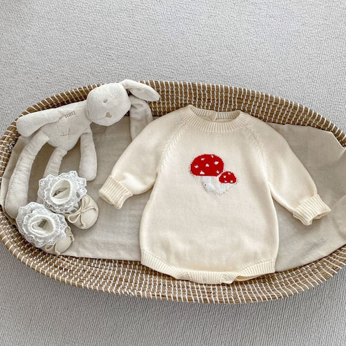 Arrival Autumn Baby Unisex Long Sleeves Mushrooms Jacquard Pattern