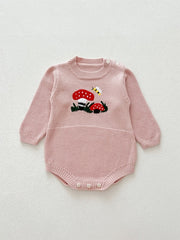 Autumn New Arrival Baby Girls Long Sleeves Mushrooms Embroidered Crew