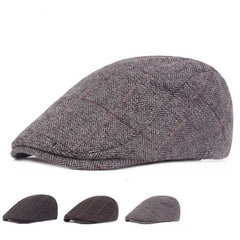 Autumn Winter Wool Felt Men Newsboy Hat Flat Ivy Gatsby Cap Warm Male