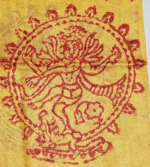 Yellow Primordial Om & Ganesha Printed Scarf