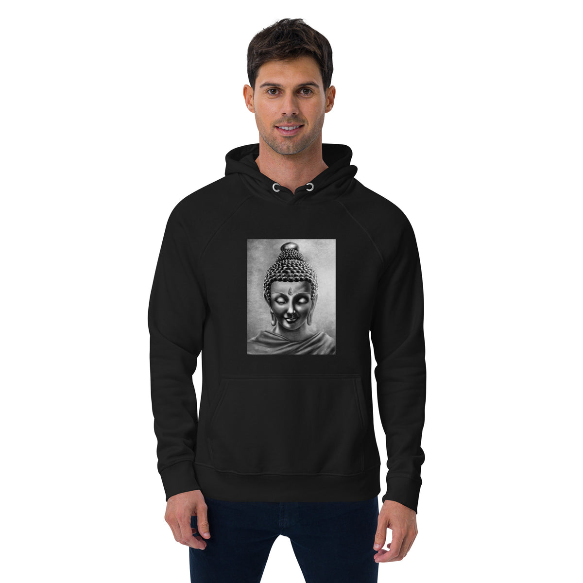 Buddha Photo Print Hoodie| Spiritual Buddha Front Print Design| Meditation, yoga, Spiritual Print Hoodie.