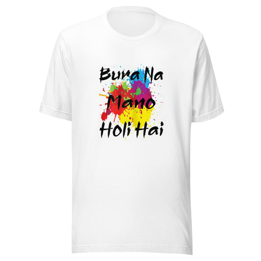 Bura Na Mano Holi Hai Print T- Shirt, Holi White Colors Shirt, Holi T-Shirt, White Colorful Holi Shirt, Trendy Holi Shirt