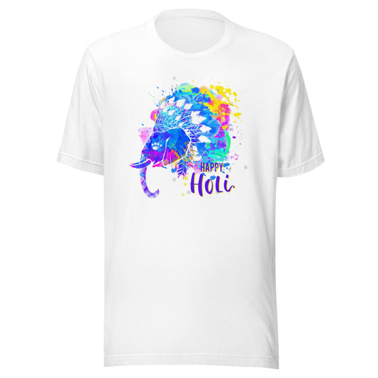 Happy Holi T-Shirt Colors India Hindu Spring, Elephant Holi T-Shirt