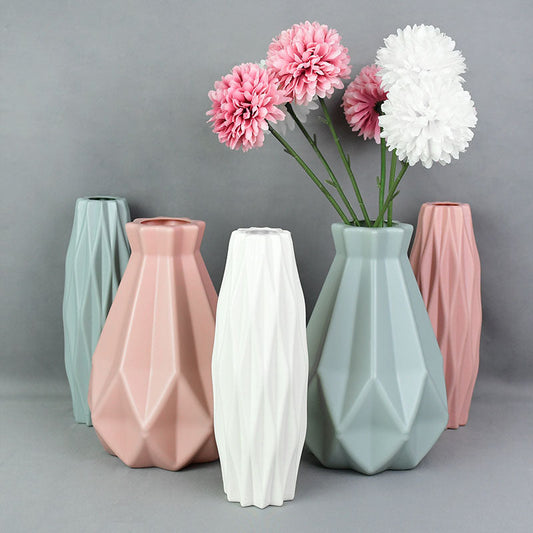 Modern Flower Plastic VaseModern Flower Vase White Pink Plastic Vase Flower Pot Basket
